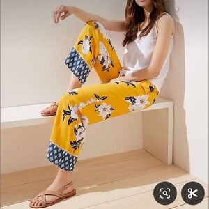 Loft Petite Mosaic Fluid Drawstring Wide Leg Pants size PL NWT’s